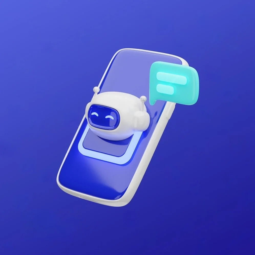 Uno smartphone con un'interfaccia chatbot, simbolo di AI conversazionale semplice ed efficiente